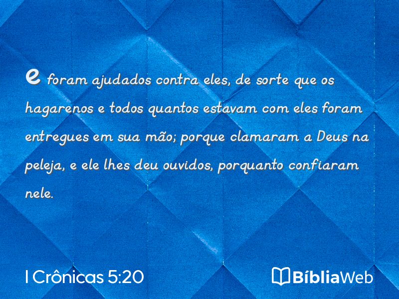 I Crônicas 5:20 em imagem para compartilhar