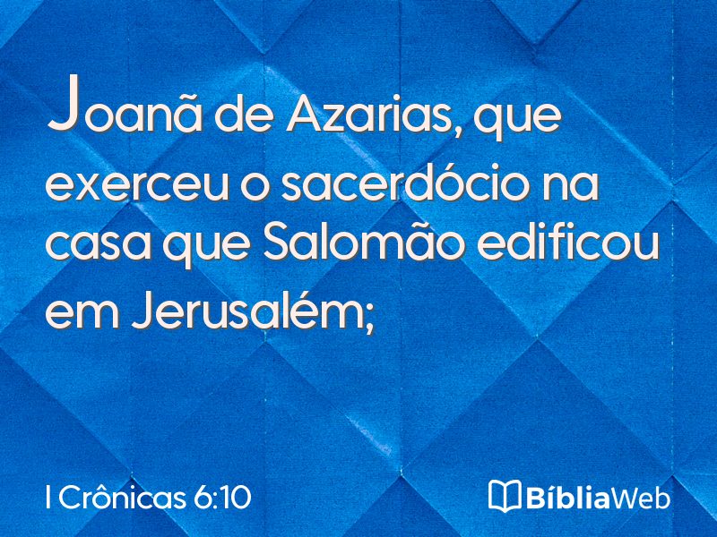I Crônicas 6:10 em imagem para compartilhar