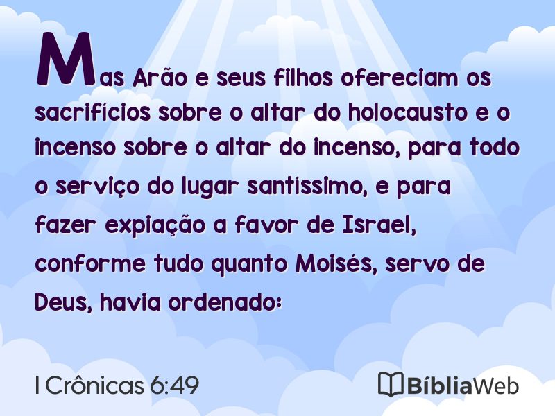 I Crônicas 6:49 em imagem para compartilhar