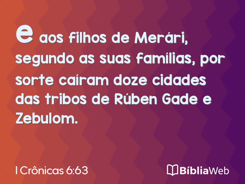 I Crônicas 6:63 em imagem para compartilhar