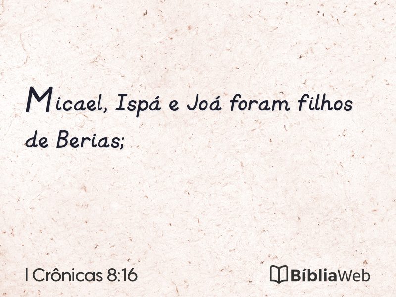 I Crônicas 8:16 em imagem para compartilhar