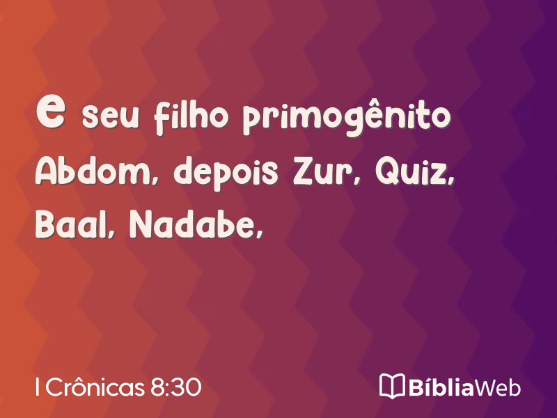 I Crônicas 8:30 em imagem para compartilhar