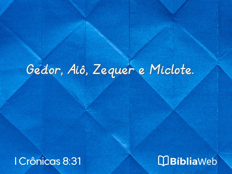 I Crônicas 8:31 em imagem para compartilhar