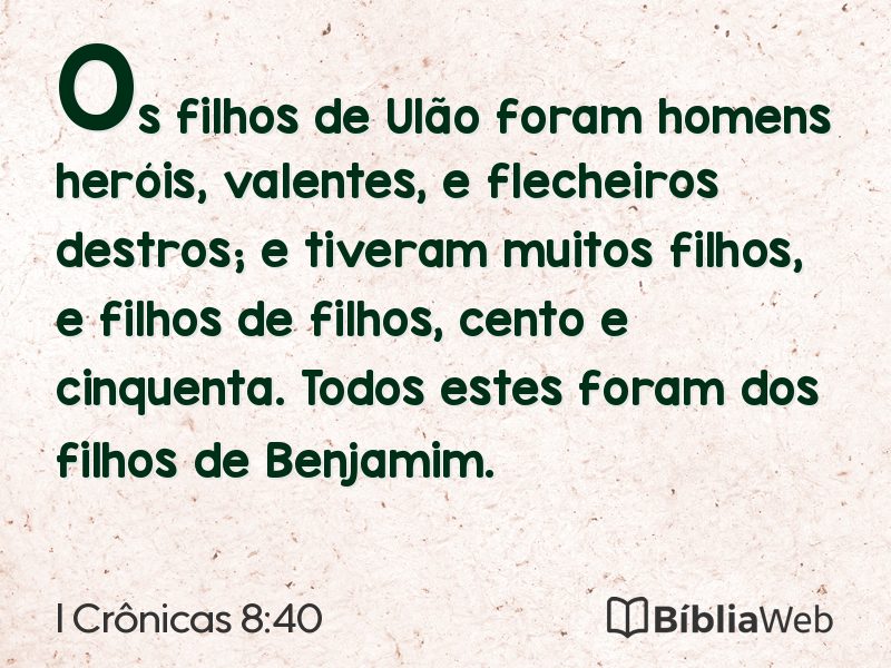 I Crônicas 8:40 em imagem para compartilhar
