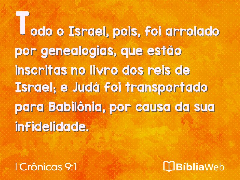 I Crônicas 9:1 em imagem para compartilhar