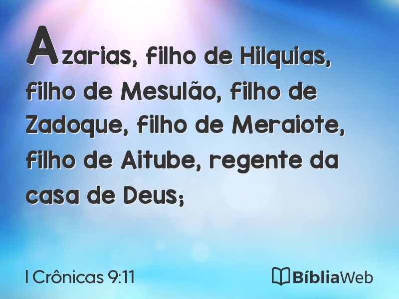 I Crônicas 9:11 em imagem para compartilhar