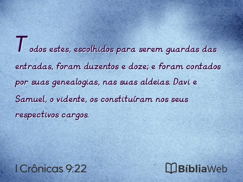 I Crônicas 9:22 em imagem para compartilhar