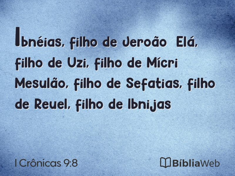 I Crônicas 9:8 em imagem para compartilhar