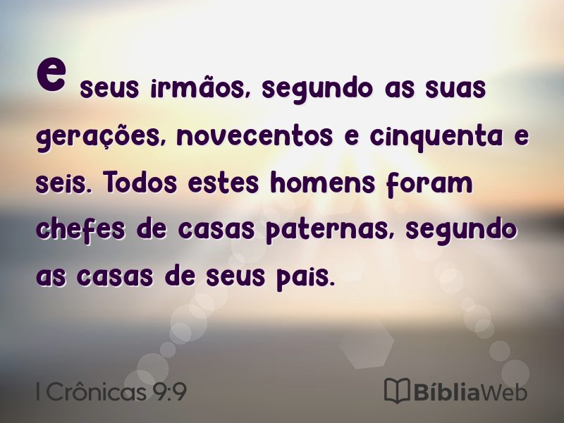 I Crônicas 9:9 em imagem para compartilhar
