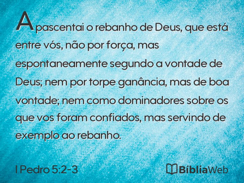 I Pedro 5:2-3 em imagem para compartilhar