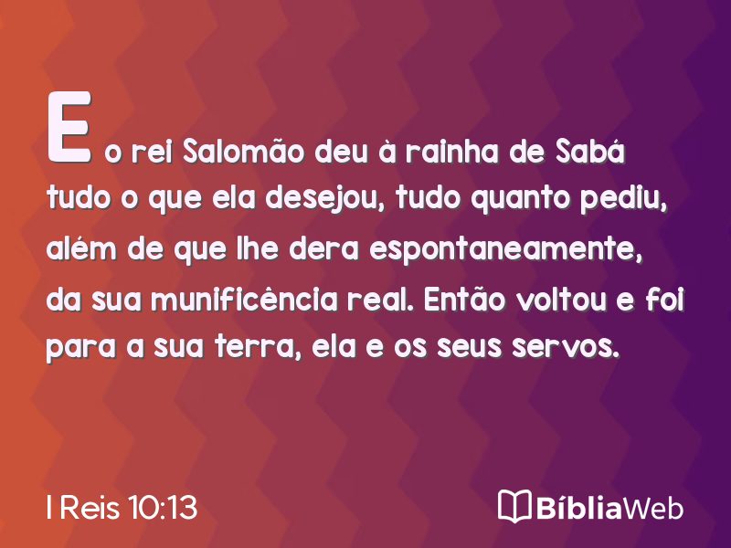 I Reis 10:13 em imagem para compartilhar