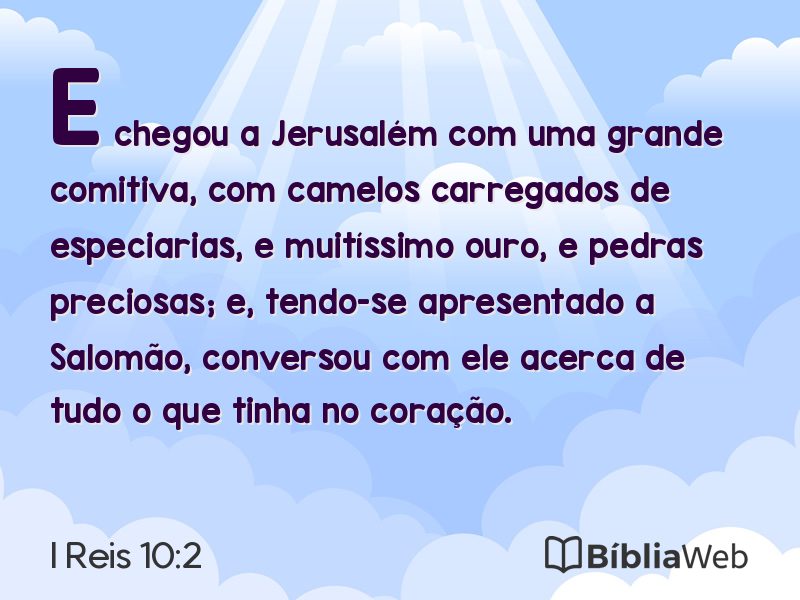 I Reis 10:2 em imagem para compartilhar