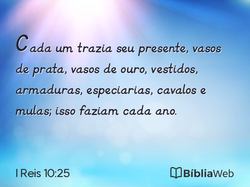 I Reis 10:25 em imagem para compartilhar