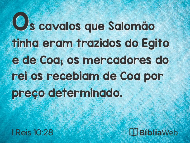 I Reis 10:28 em imagem para compartilhar