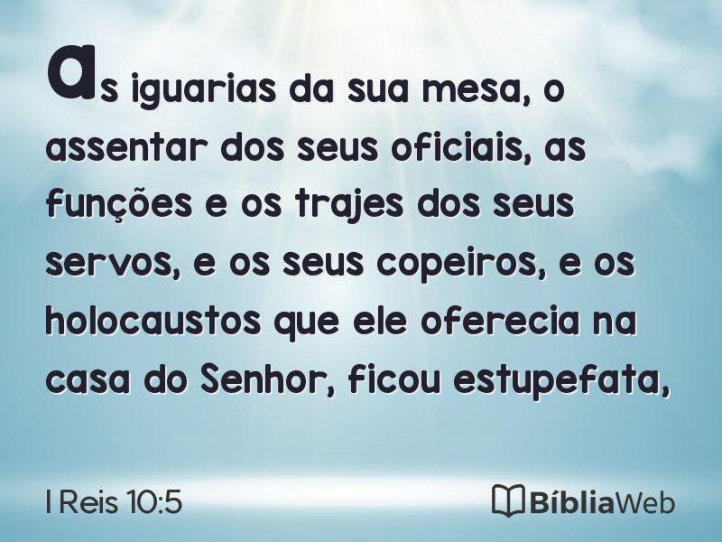 I Reis 10:5 em imagem para compartilhar