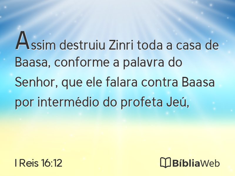 I Reis 16:12 em imagem para compartilhar