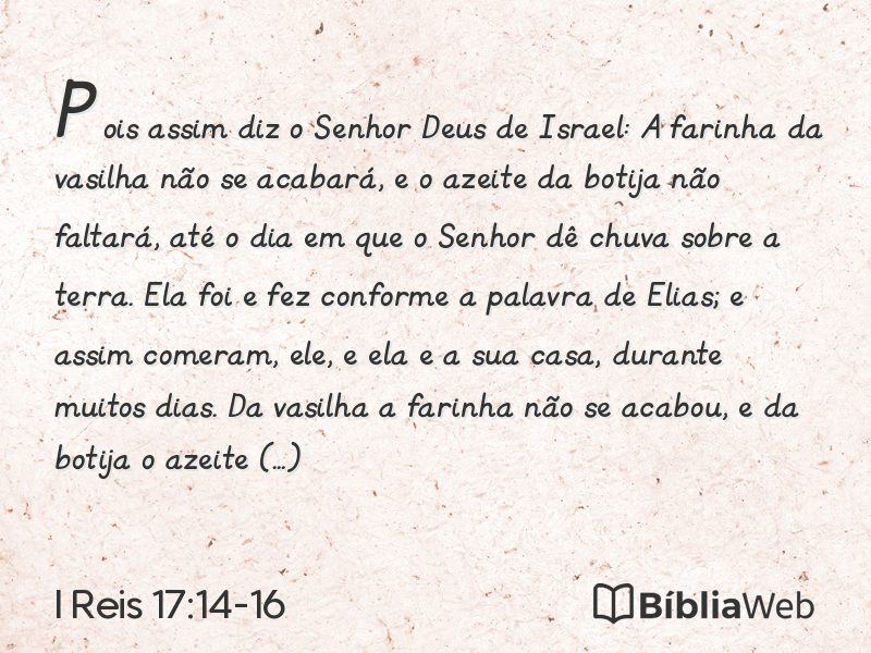 I Reis 17:14-16 em imagem para compartilhar