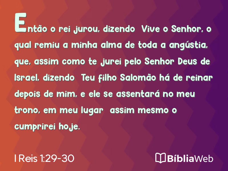I Reis 1:29-30 em imagem para compartilhar