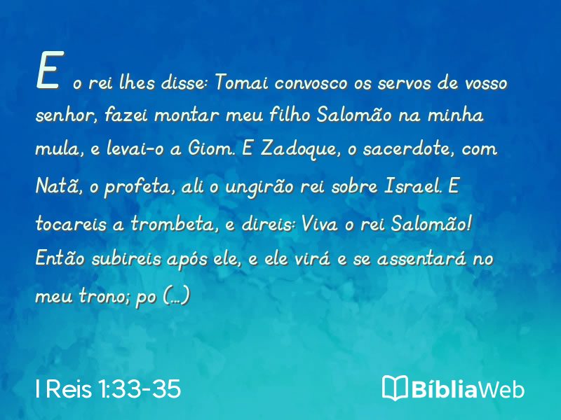 I Reis 1:33-35 em imagem para compartilhar