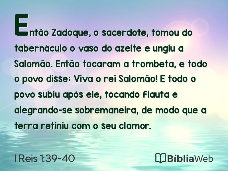 I Reis 1:39-40 em imagem para compartilhar