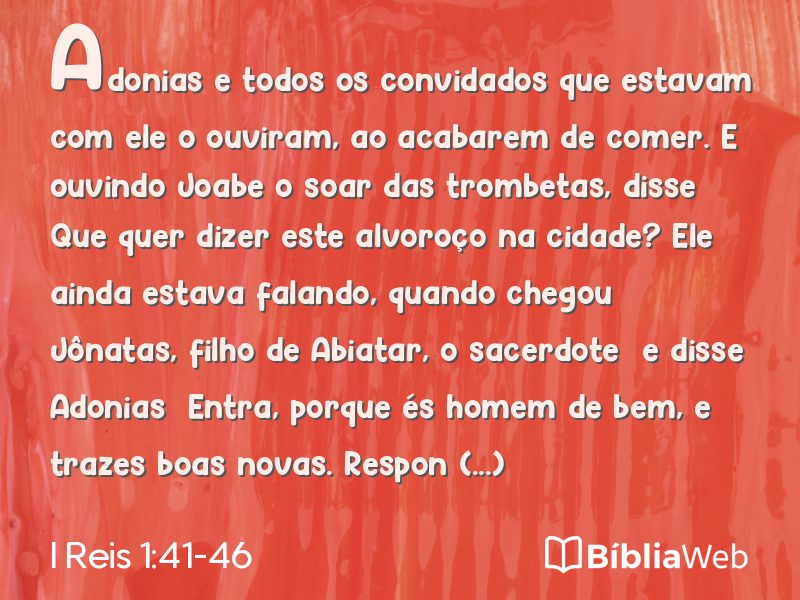 I Reis 1:41-46 em imagem para compartilhar