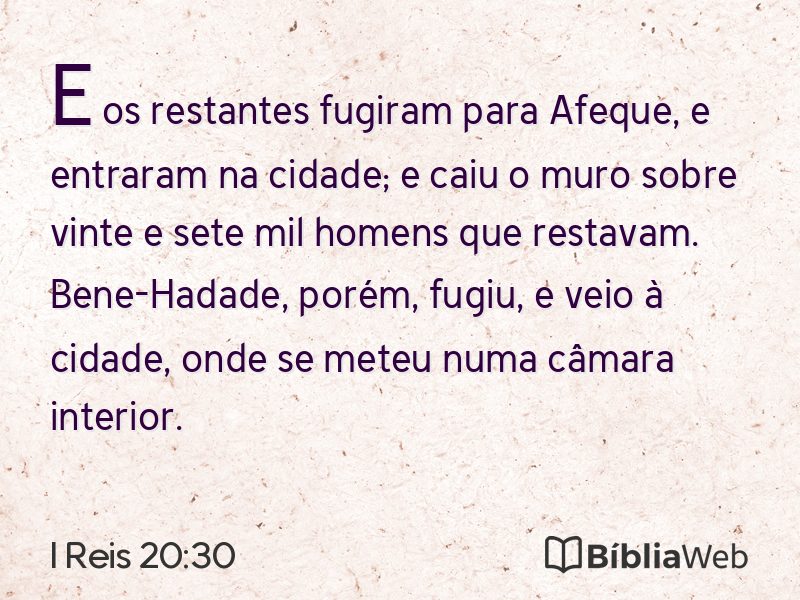 I Reis 20:30 em imagem para compartilhar