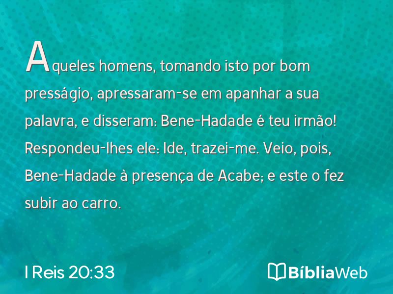 I Reis 20:33 em imagem para compartilhar
