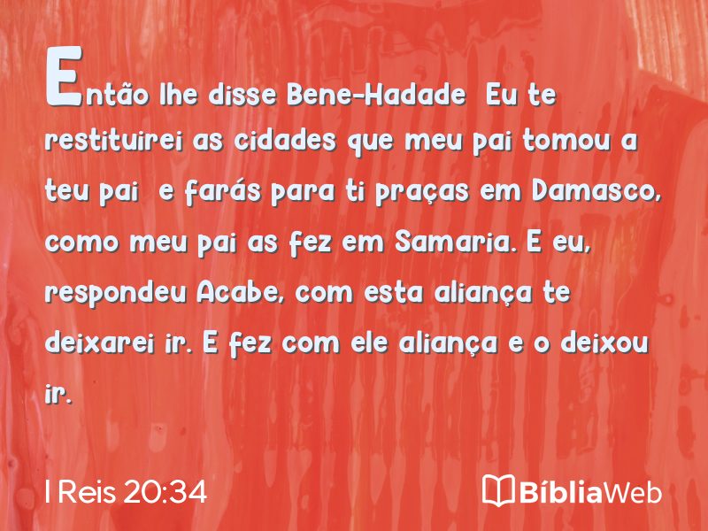 I Reis 20:34 em imagem para compartilhar
