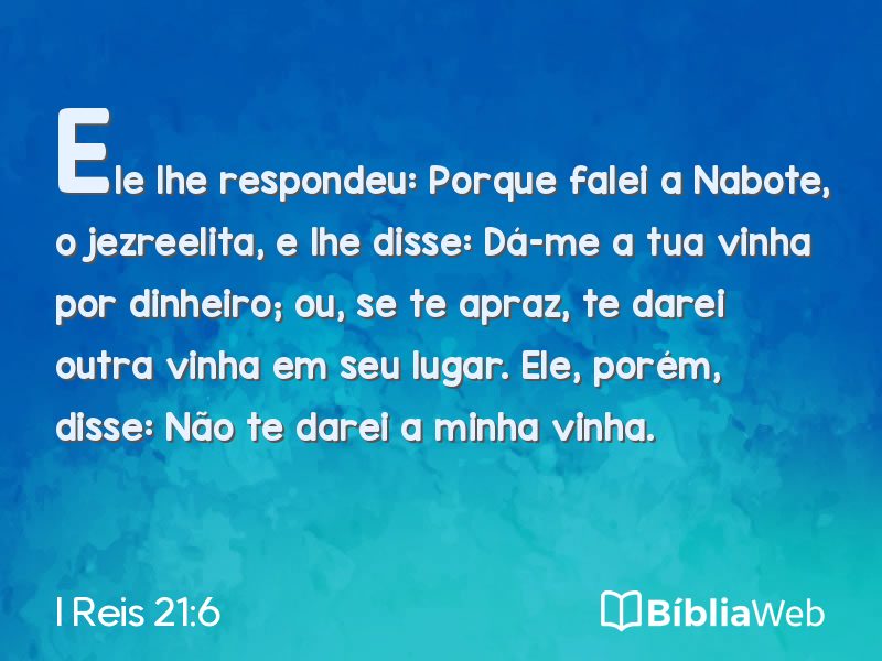 I Reis 21:6 em imagem para compartilhar