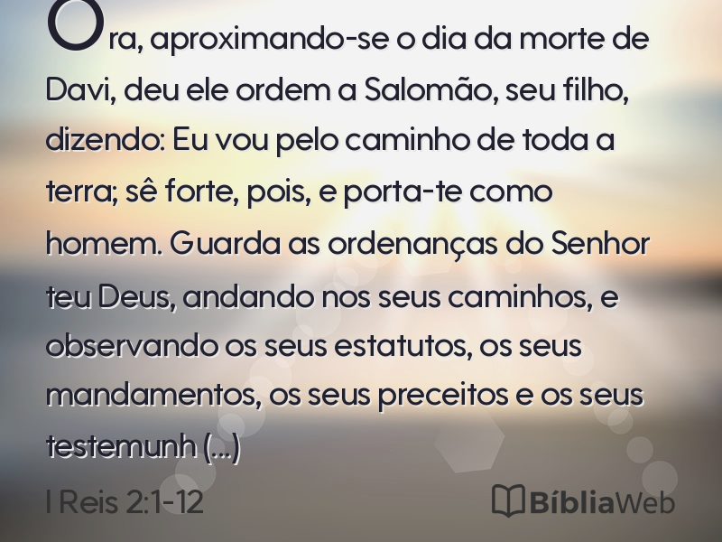 I Reis 2:1-12 em imagem para compartilhar