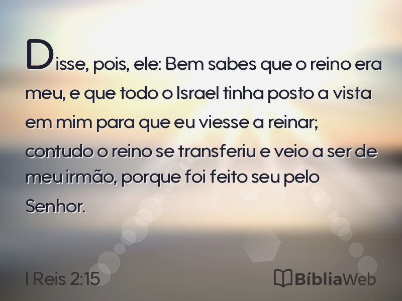 I Reis 2:15 em imagem para compartilhar