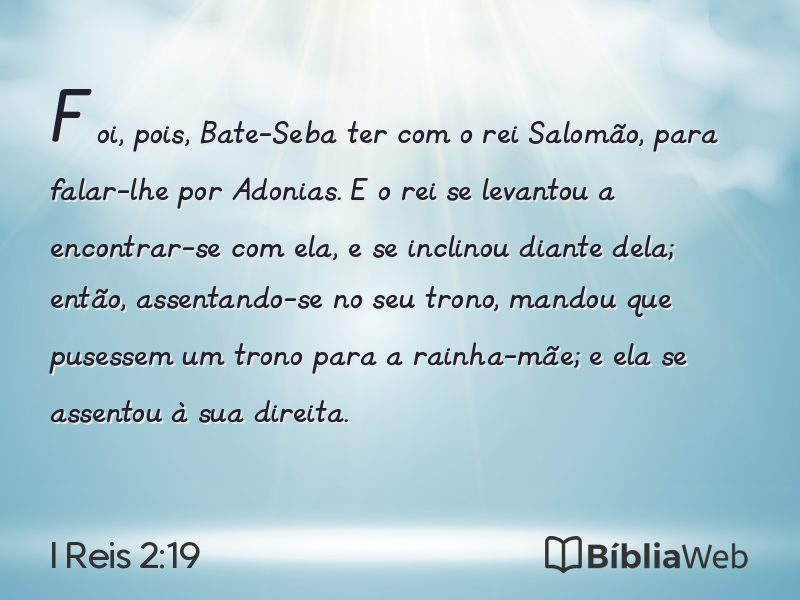 I Reis 2:19 em imagem para compartilhar