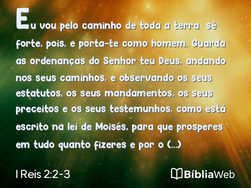 I Reis 2:2-3 em imagem para compartilhar