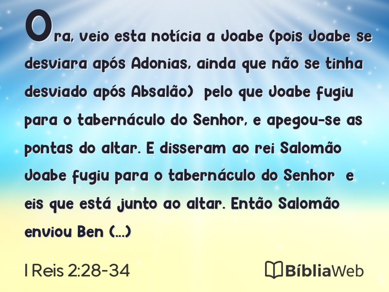 I Reis 2:28-34 em imagem para compartilhar