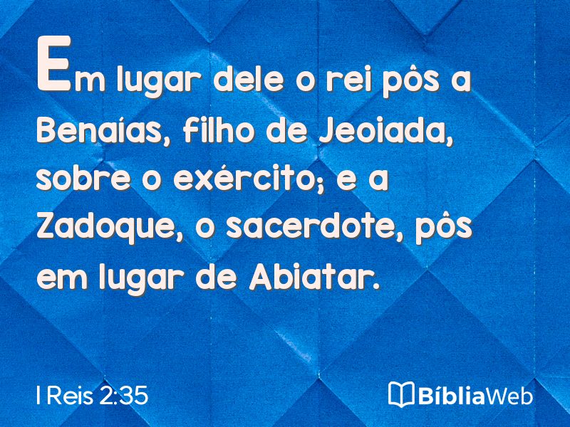 I Reis 2:35 em imagem para compartilhar