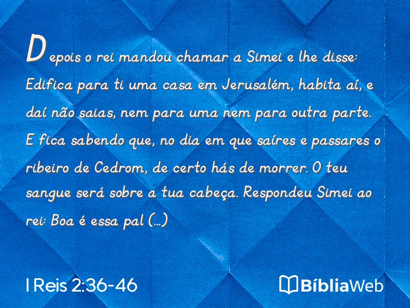 I Reis 2:36-46 em imagem para compartilhar