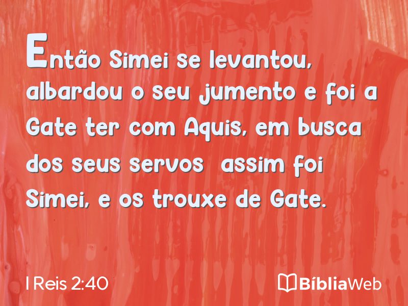 I Reis 2:40 em imagem para compartilhar