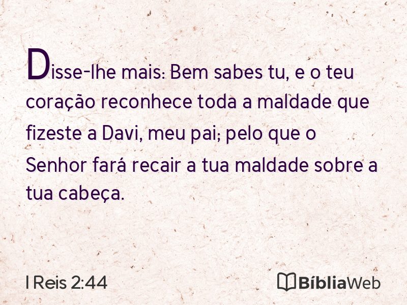 I Reis 2:44 em imagem para compartilhar