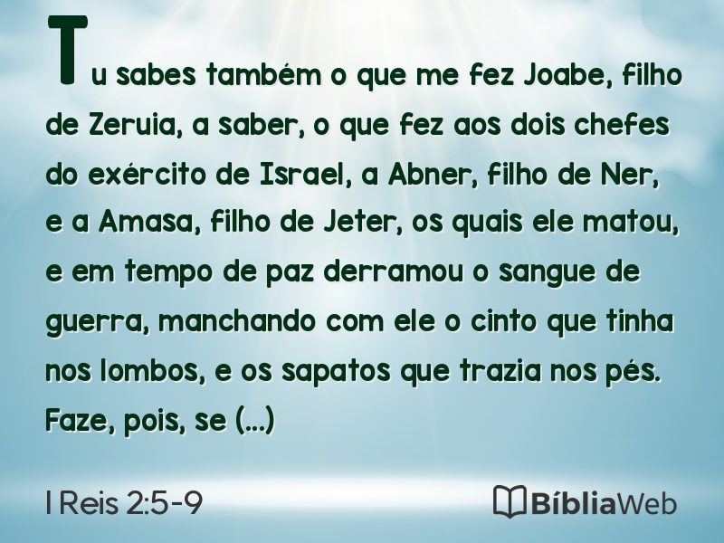 I Reis 2:5-9 em imagem para compartilhar
