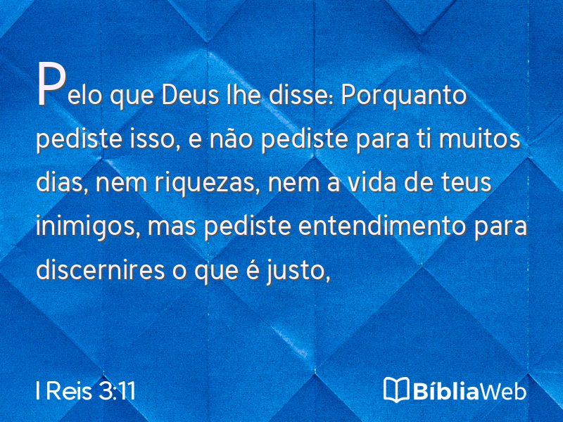 I Reis 3:11 em imagem para compartilhar