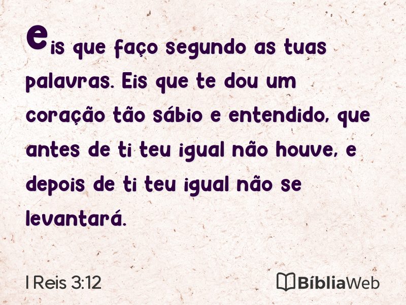 I Reis 3:12 em imagem para compartilhar