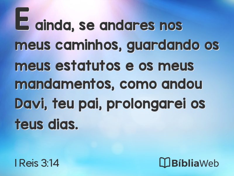 I Reis 3:14 em imagem para compartilhar