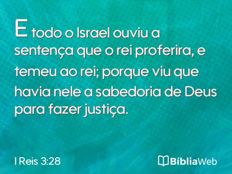 I Reis 3:28 em imagem para compartilhar