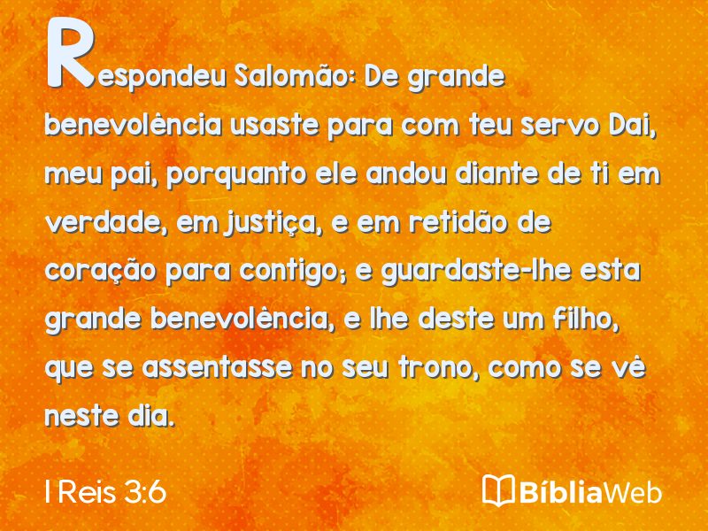 I Reis 3:6 em imagem para compartilhar