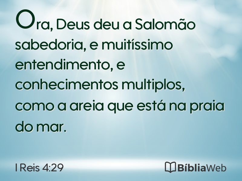 I Reis 4:29 em imagem para compartilhar