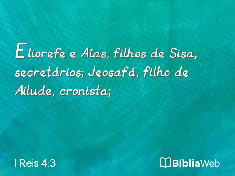 I Reis 4:3 em imagem para compartilhar