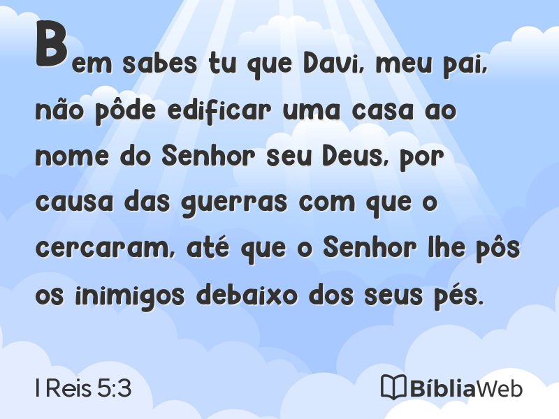 I Reis 5:3 em imagem para compartilhar