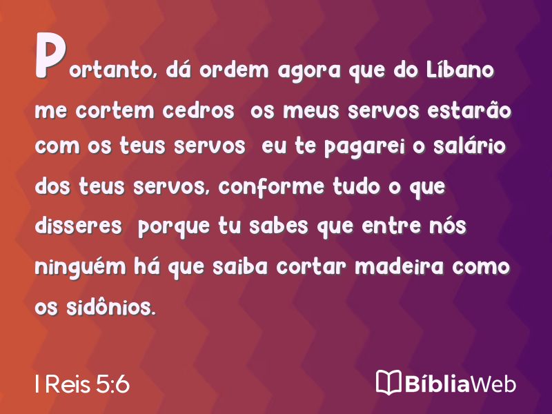 I Reis 5:6 em imagem para compartilhar
