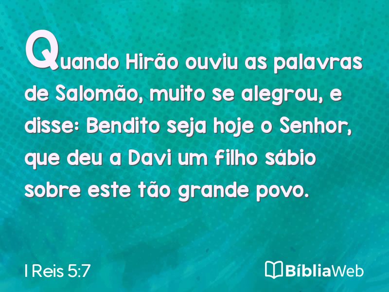 I Reis 5:7 em imagem para compartilhar