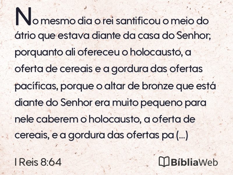 I Reis 8:64 em imagem para compartilhar